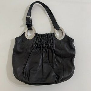 Michael Kord Leather Pleaded O Ring Detailed Shoulder Bag Y2K